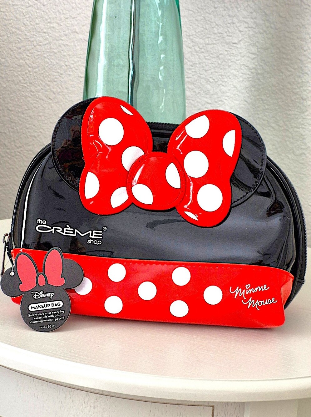 The Crème Shop Minnie Mouse Black & Red Polka Dot Bow Cosmetic Bag